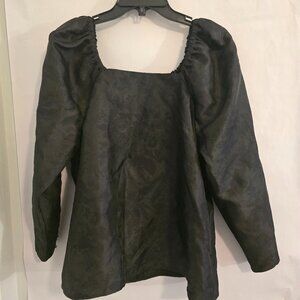 Rachel Parcell Puff Sleeve Jacquard Satin Top